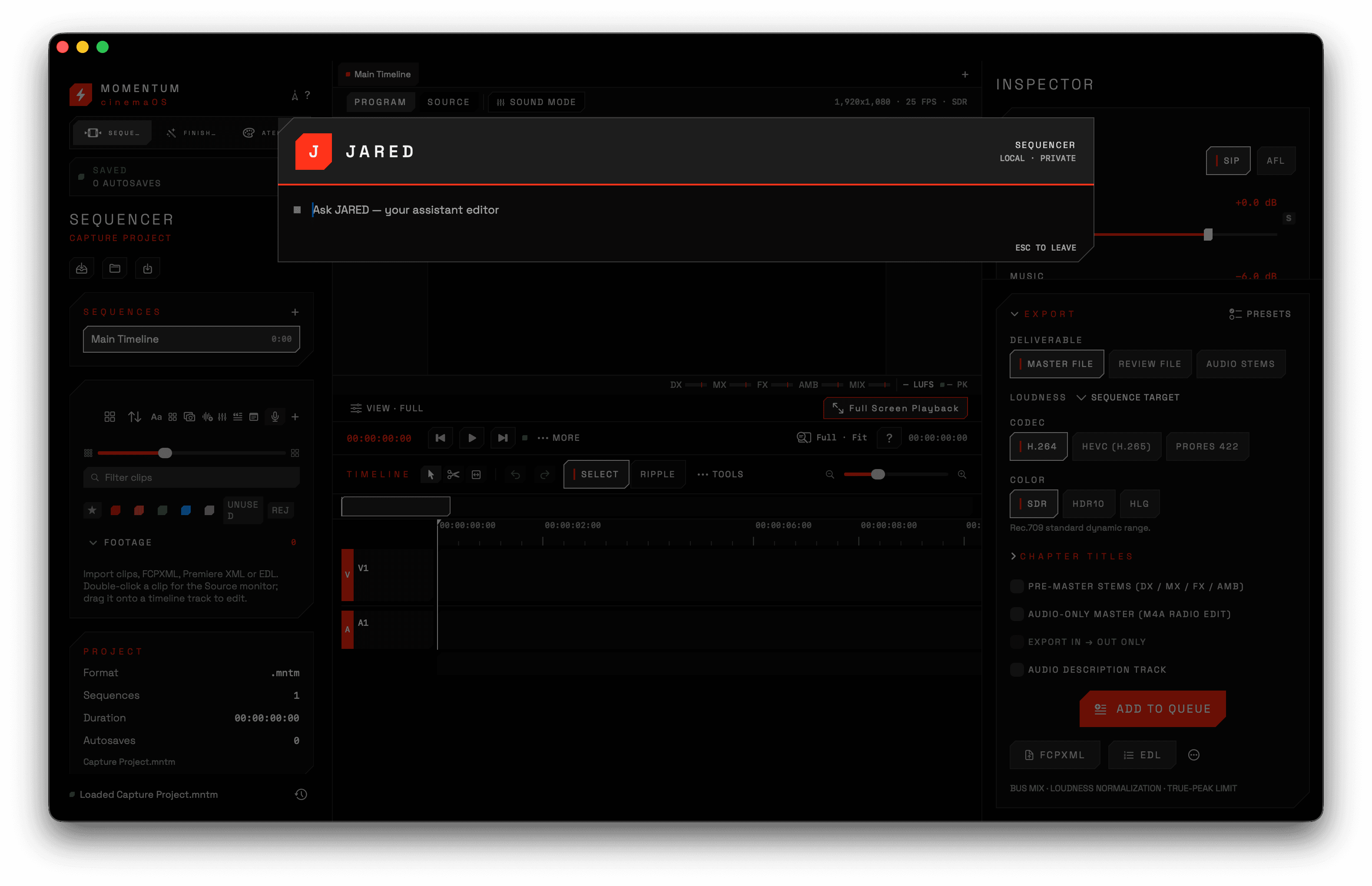 Actual cinemaOS JARED interface