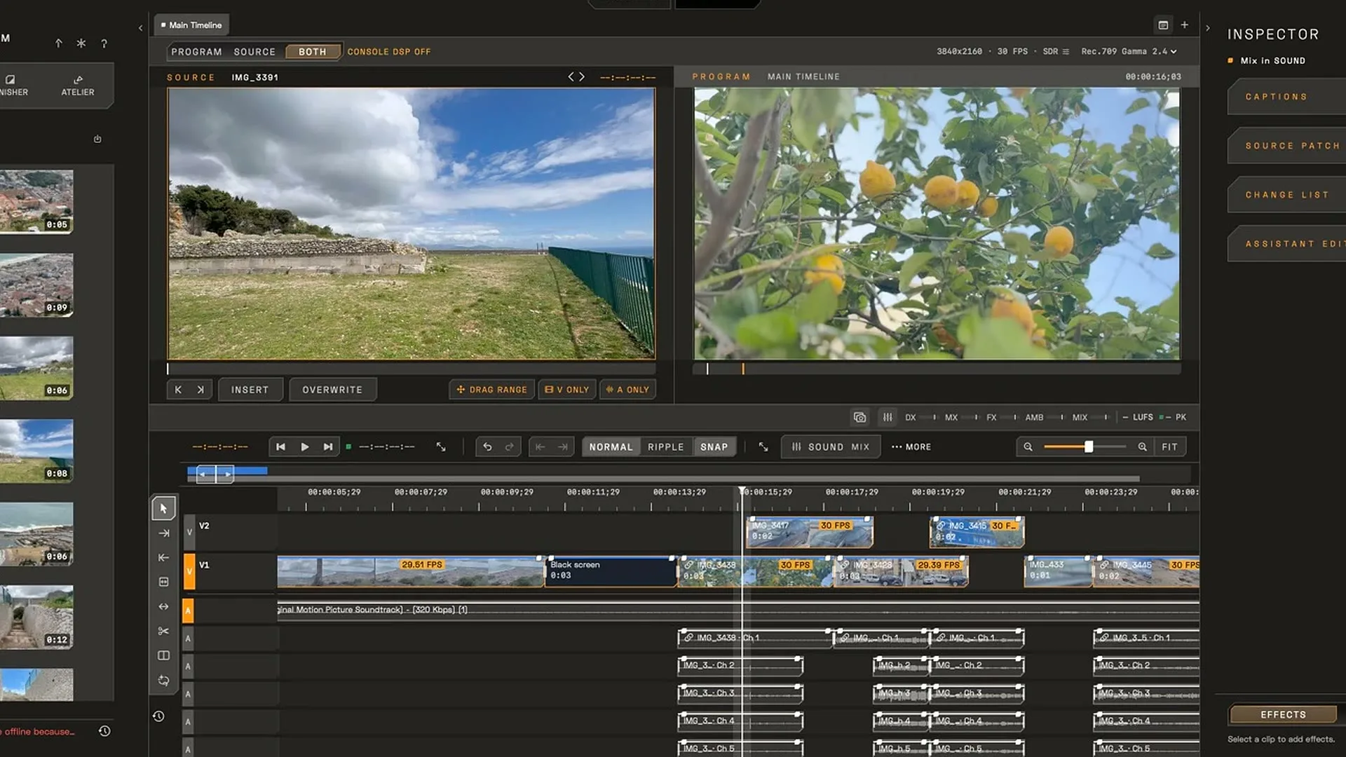 cinemaOS sequencer workspace