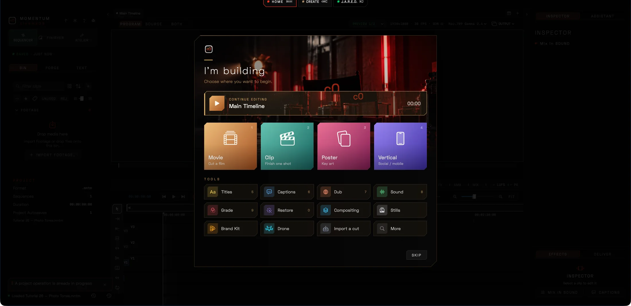 cinemaOS Home: I'm building, with Movie, Clip, Poster and Vertical
